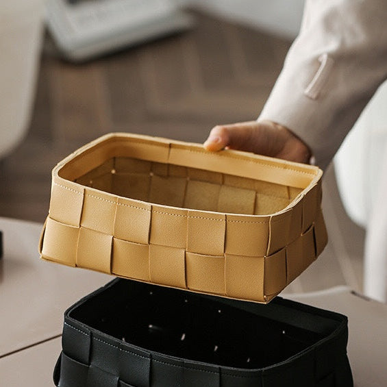 Vegan Leather Multipurpose Basket Beige Nestasia