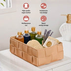 Vegan Leather Multipurpose Basket Beige Nestasia