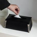 Vegan Leather Tissue Box Holder Black Nestasia