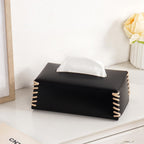 Vegan Leather Tissue Box Holder Black Nestasia