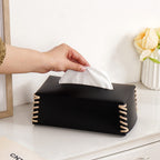 Vegan Leather Tissue Box Holder Black Nestasia