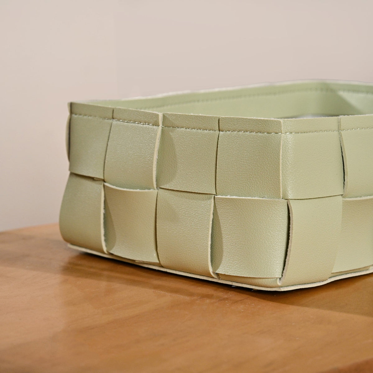 Vegan Leather Basket Sage Green Nestasia
