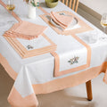 Ventosa Complete Table Linen Set With Mats Napkins Runner And Table Cloth In Peach Nestasia