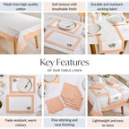 Ventosa Complete Table Linen Set With Mats Napkins Runner And Table Cloth In Peach Nestasia