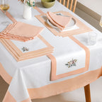Ventosa Complete Table Linen Set With Mats Napkins Runner And Table Cloth In Peach Nestasia