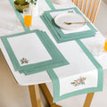 Ventosa Pure Cotton Table Runner And Placemat Set Of 7 In Teal Nestasia