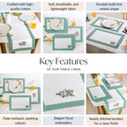 Ventosa Pure Cotton Table Runner And Placemat Set Of 7 In Teal Nestasia