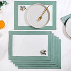 Ventosa Pure Cotton Table Runner And Placemat Set Of 7 In Teal Nestasia