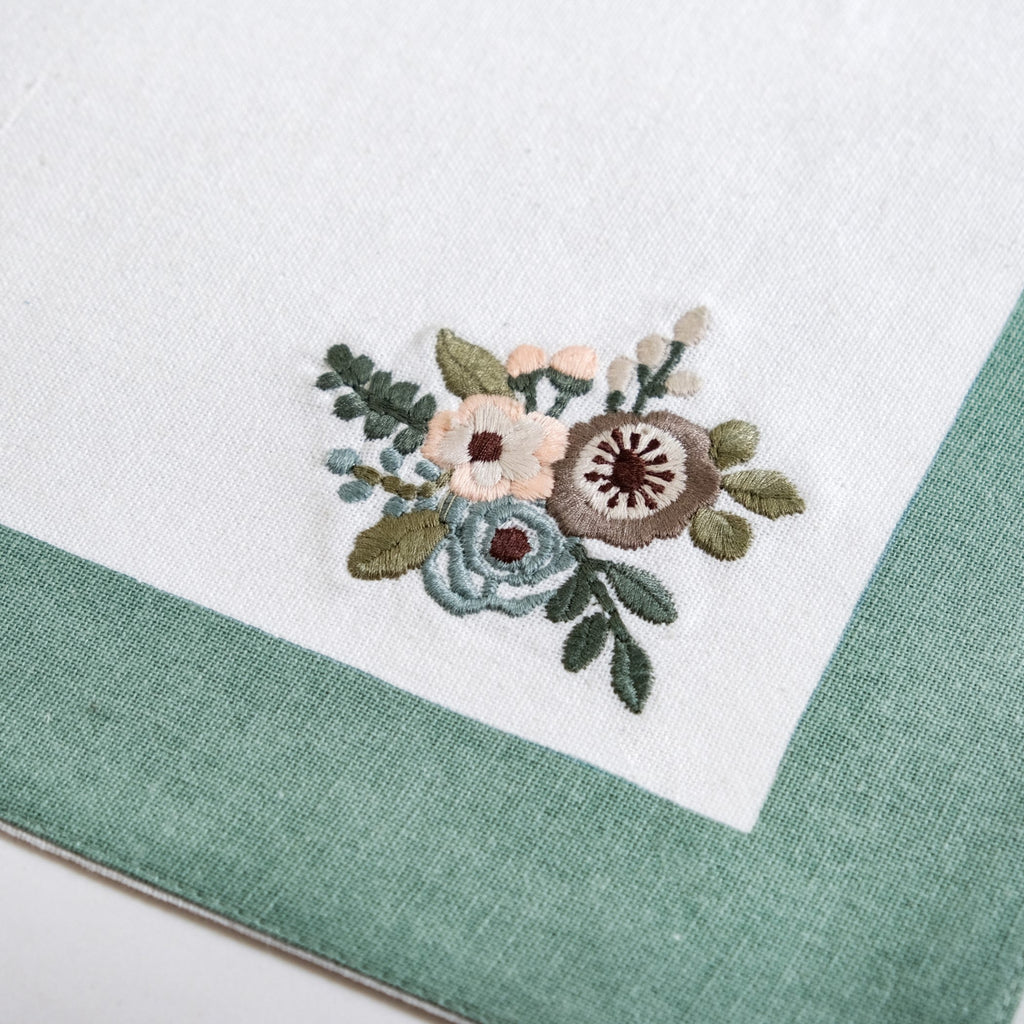 Ventosa Pure Cotton Table Runner And Placemat Set Of 7 In Teal Nestasia