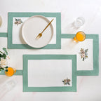 Ventosa Pure Cotton Table Runner And Placemat Set Of 7 In Teal Nestasia