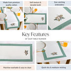 Ventosa Pure Cotton Table Runner In Teal 180x36cm Nestasia