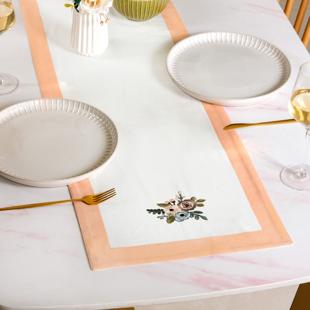 Ventosa Table Runner With Placemats And Napkins 13 Piece Set In Peach Nestasia