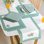 Ventosa Table Runner With Placemats And Napkins 13 Piece Set In Teal Nestasia