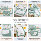 Ventosa Table Runner With Placemats And Napkins 13 Piece Set In Teal Nestasia