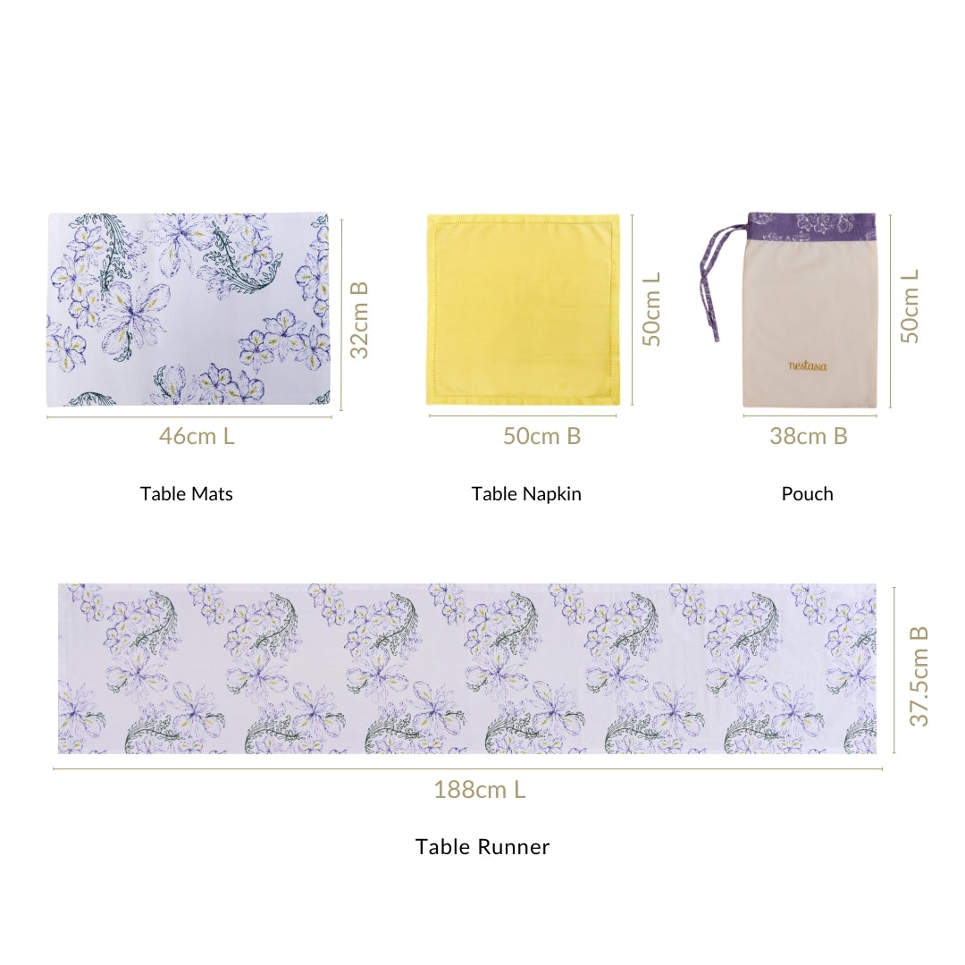 Verde Hosting Essential Table Place Mats Runner and Napkin Set Nestasia