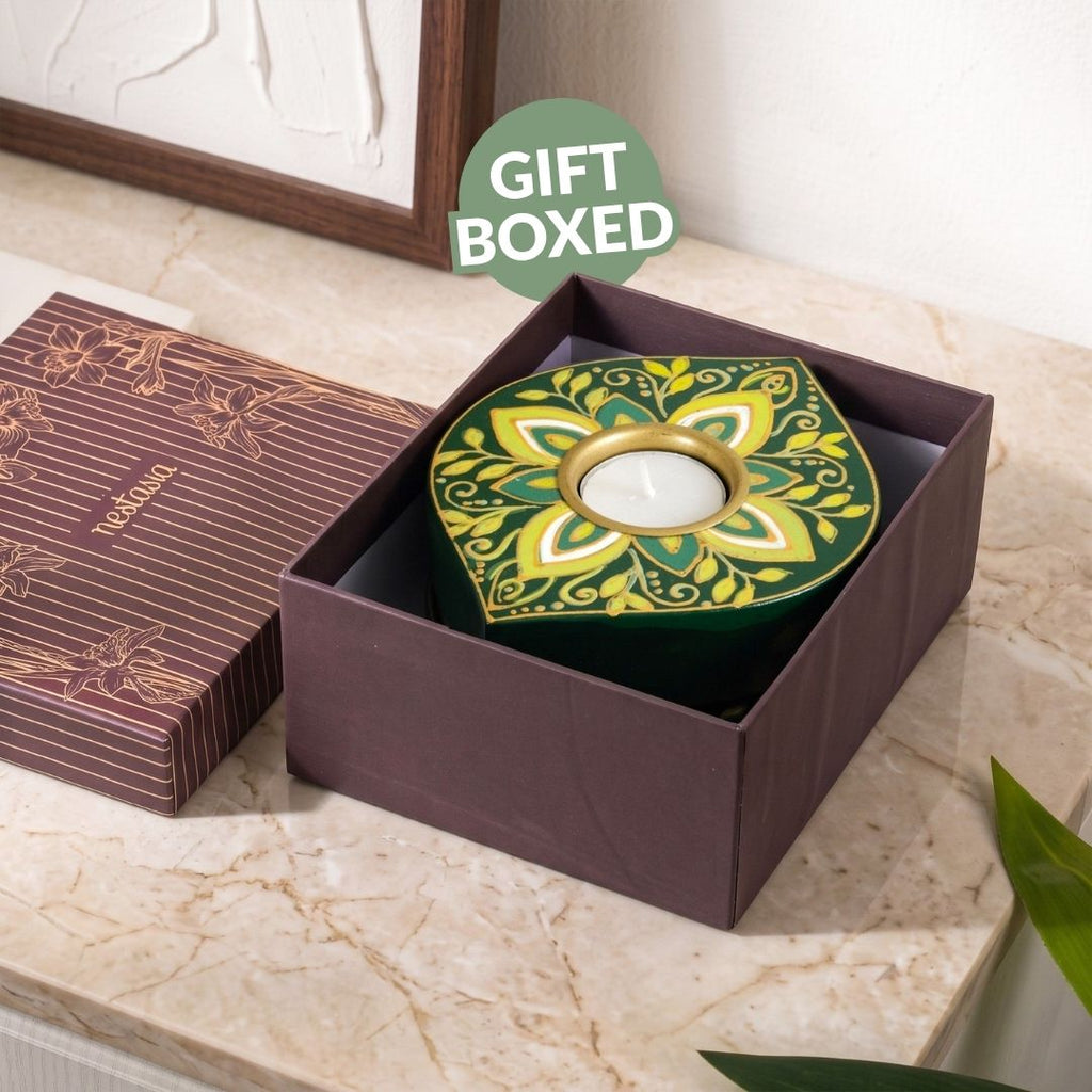 Lumira Handpainted Tealight Set Of 2 Nestasia