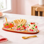 Very Cherry Platter With Spoon Set Of 6 Nestasia