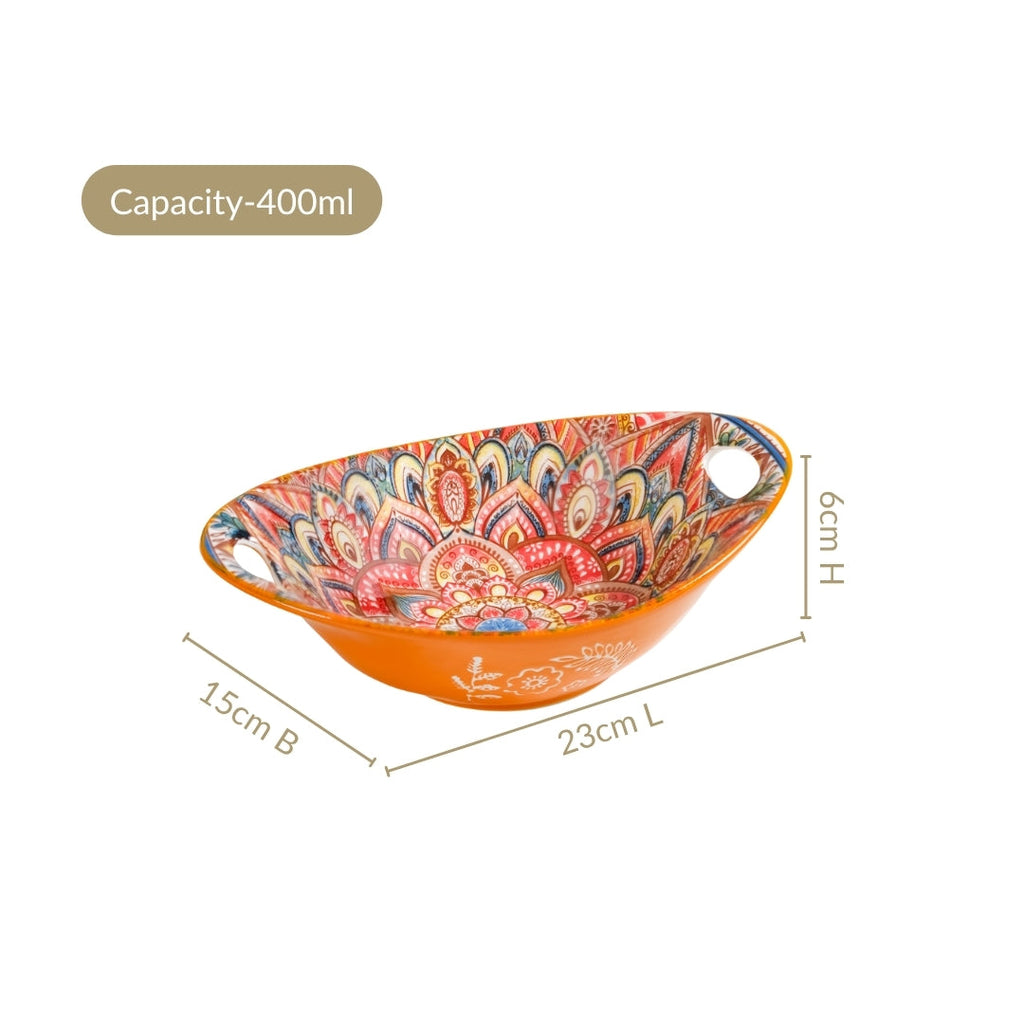 Mandala Melange Ceramic Serving Platter Orange 400ml Nestasia