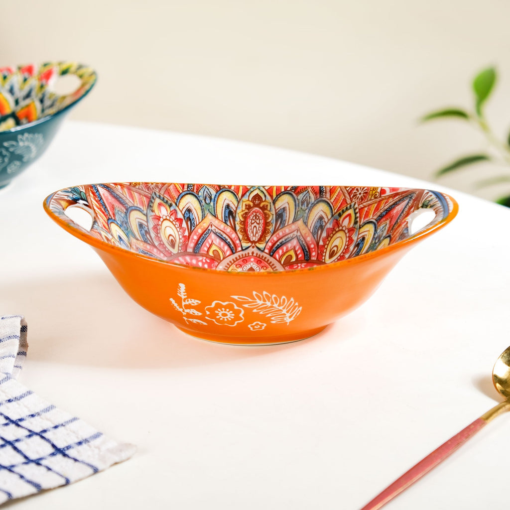 Mandala Melange Ceramic Serving Platter Orange 400ml Nestasia