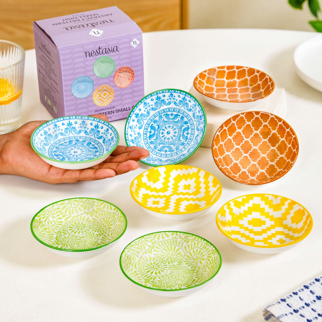 Vibrant Charm Ceramic Dip Bowl Set Of 8 70ml Nestasia