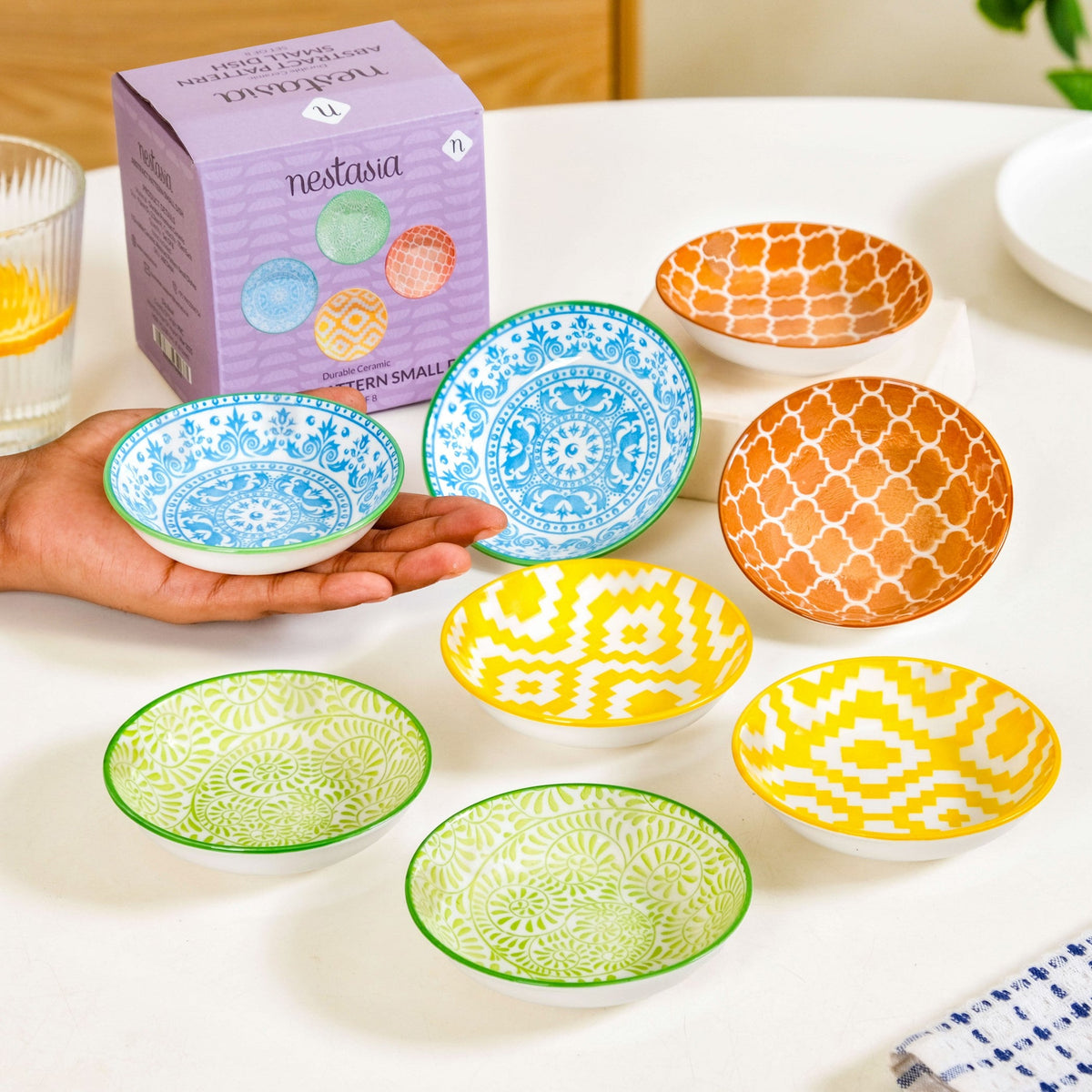 Vibrant Charm Ceramic Dip Bowl Set Of 8 70ml Nestasia