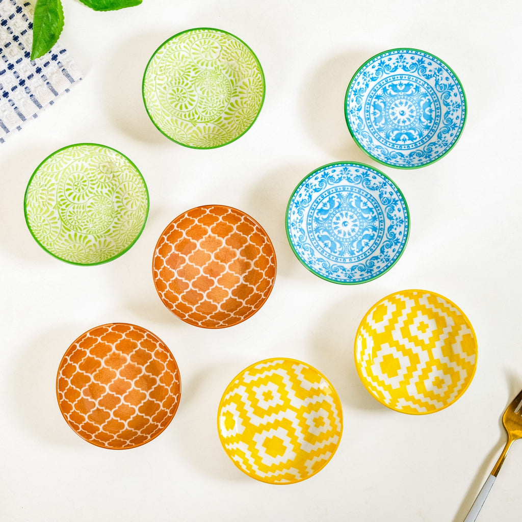Vibrant Charm Ceramic Dip Bowl Set Of 8 70ml Nestasia