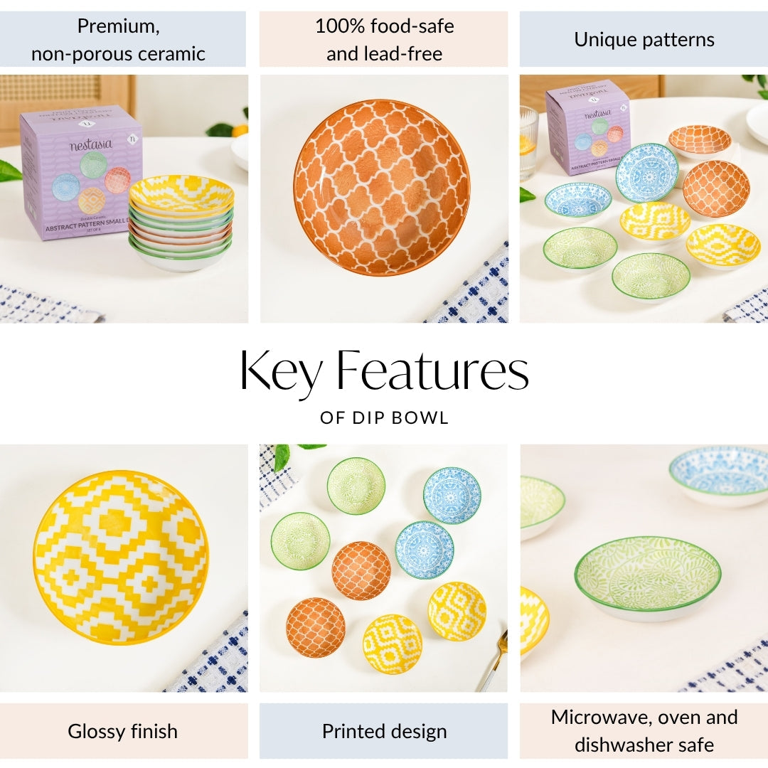 Vibrant Charm Ceramic Dip Bowl Set Of 8 70ml Nestasia