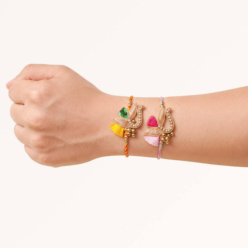 Vibrant Fern Rakhi Duo Gift Set Nestasia