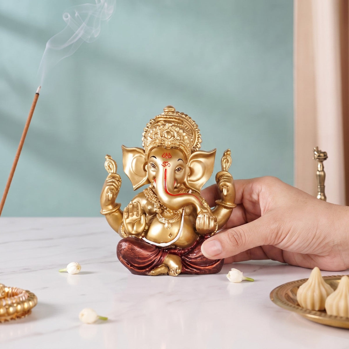 Vighnaharta Ganesh Idol For Home 13cm Nestasia