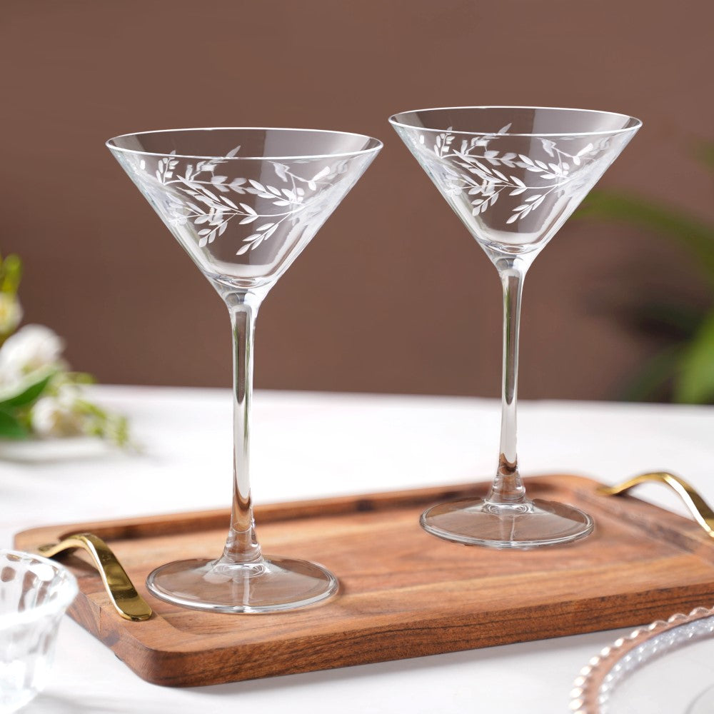 Vinea Etched Martini Glass Set Of 2 220ml Nestasia