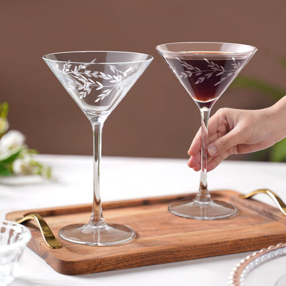 Vinea Etched Martini Glass Set Of 2 220ml Nestasia
