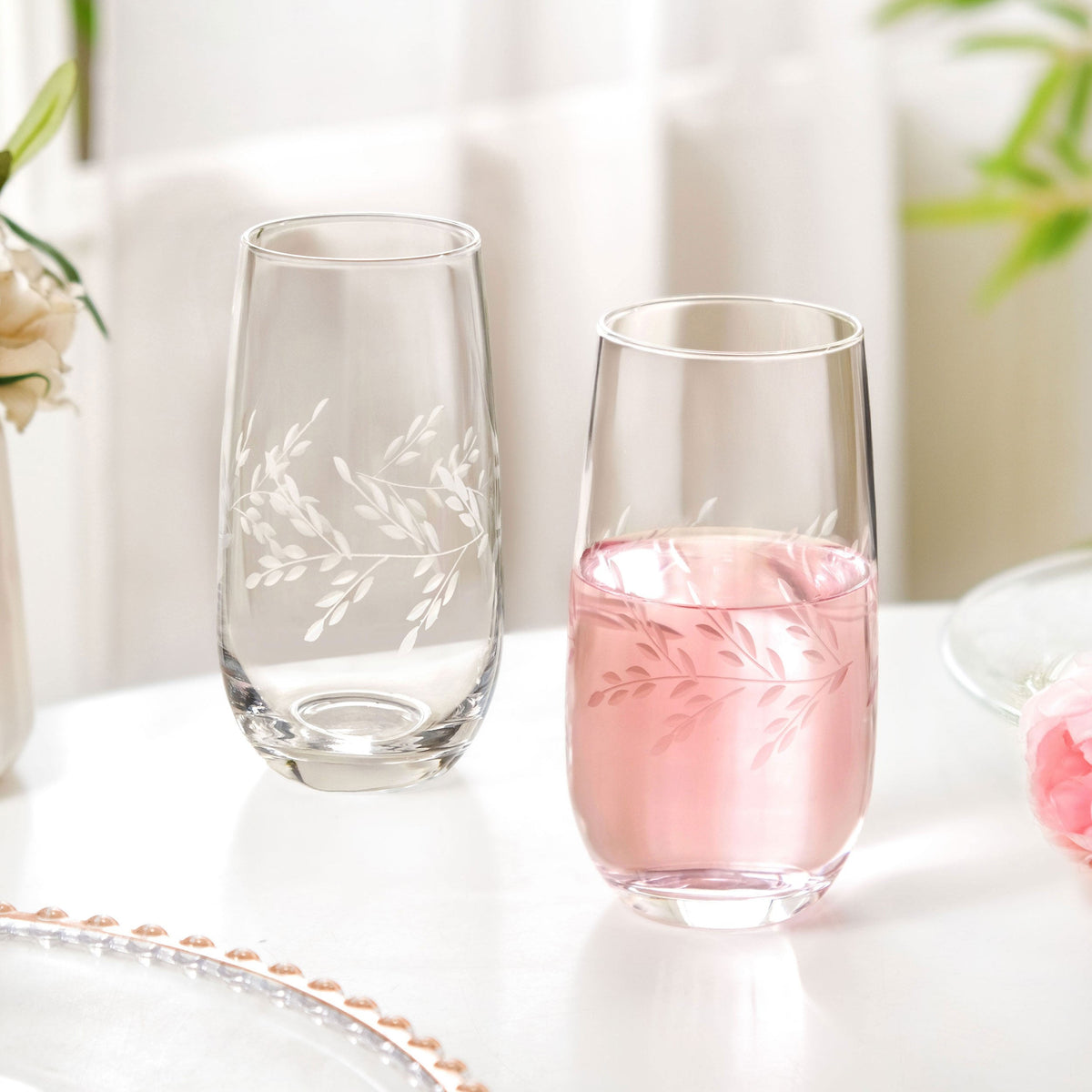 Vinea Etched Tall Glass Tumbler Set Of 2 520ml Nestasia