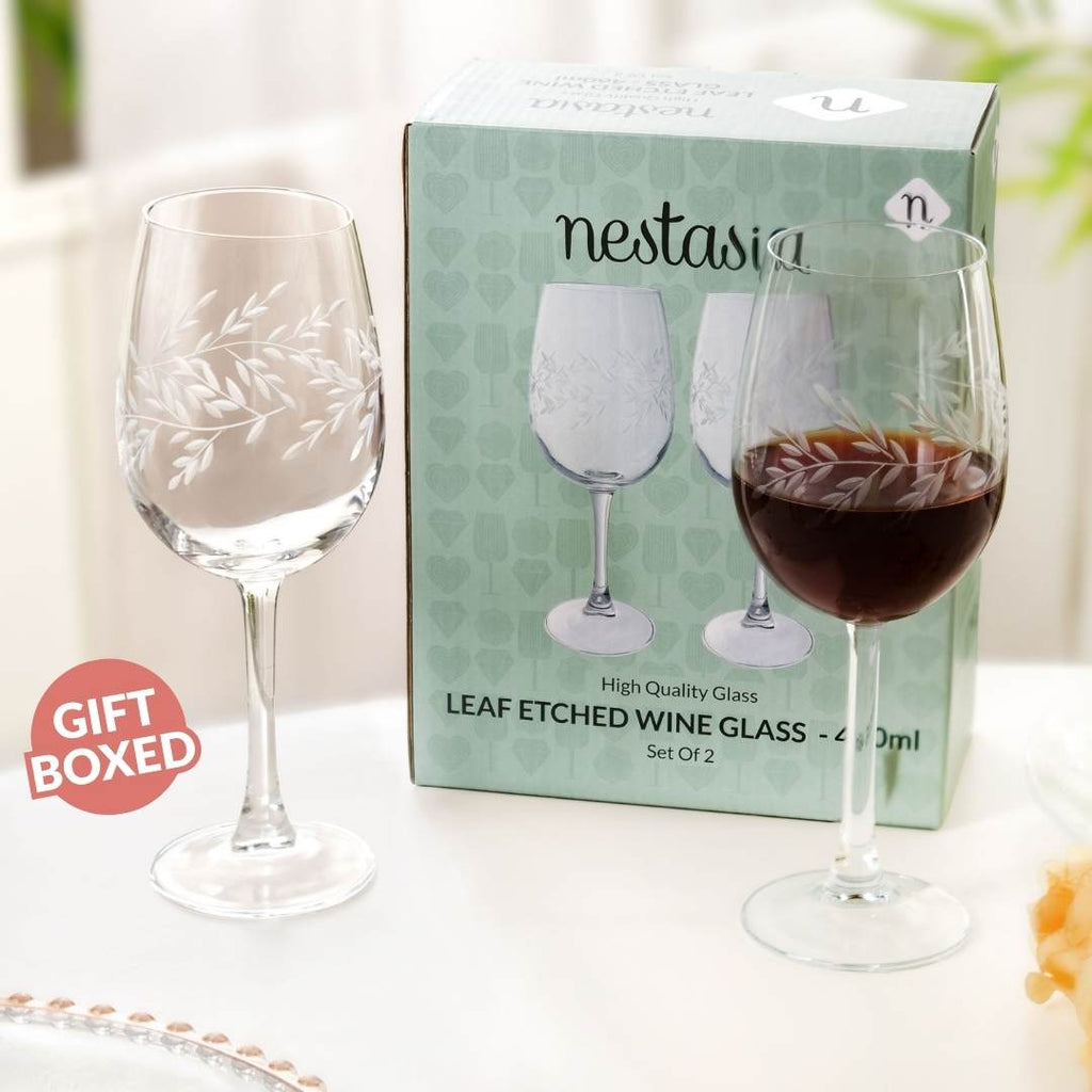 Vinea Etched Wine Glass Set Of 2 460ml Nestasia