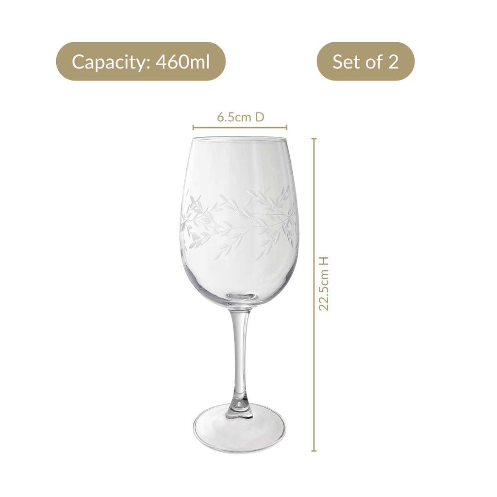 Vinea Etched Wine Glass Set Of 2 460ml Nestasia