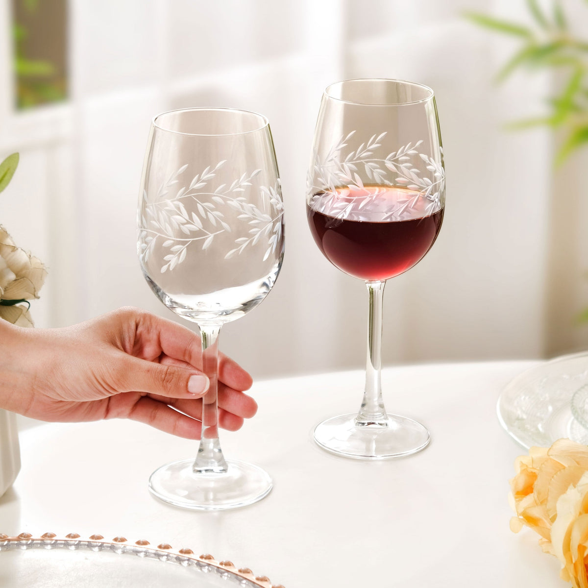 Vinea Etched Wine Glass Set Of 2 460ml Nestasia