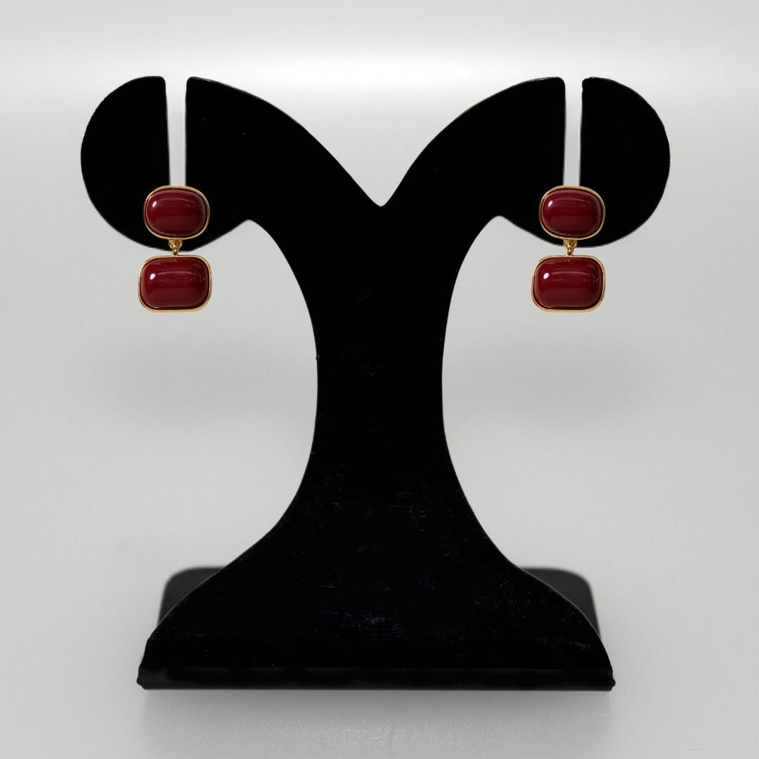 Vintage Ethereal Earrings Maroon Nestasia