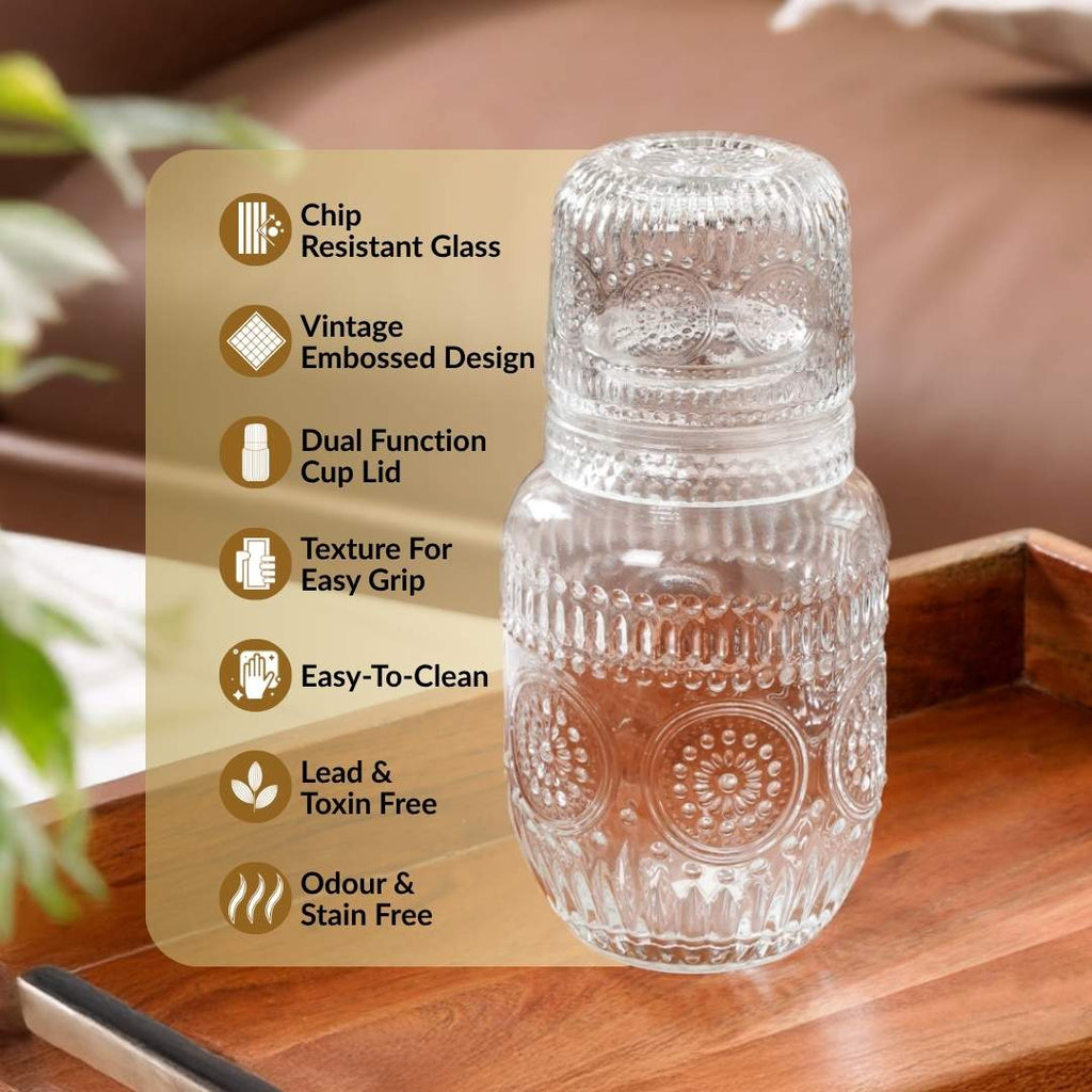 Vintage Bedside Carafe Gift Set Of 2 Nestasia