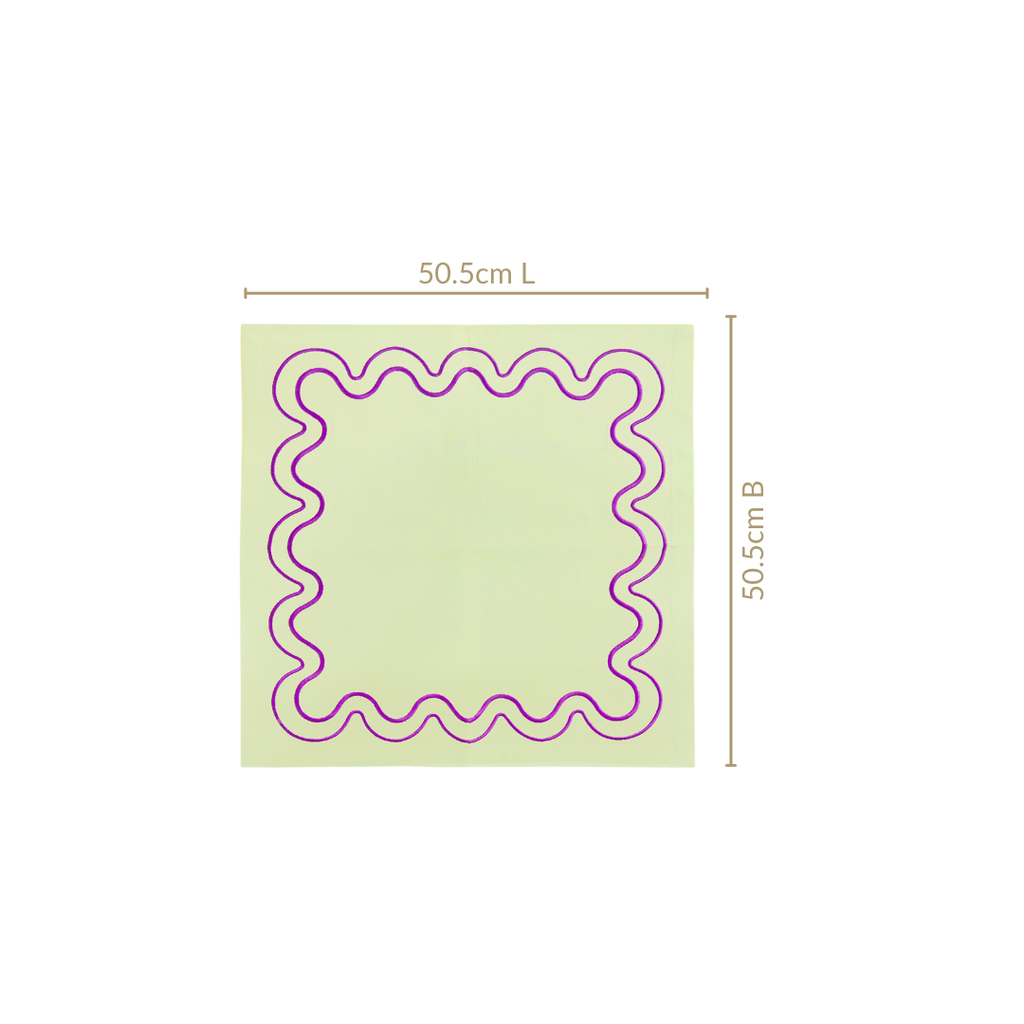 Violet Wave Embroidered Cotton Table Napkin Set Of 6 Nestasia