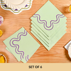 Violet Wave Embroidered Cotton Table Napkin Set Of 6 Nestasia