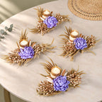 Violetta Organic Dried Flower Tealight Holder Lavender Set Of 4 Nestasia