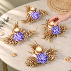 Violetta Organic Dried Flower Tealight Holder Lavender Set Of 4 Nestasia