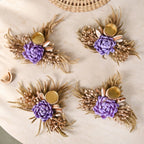 Violetta Organic Dried Flower Tealight Holder Lavender Set Of 4 Nestasia
