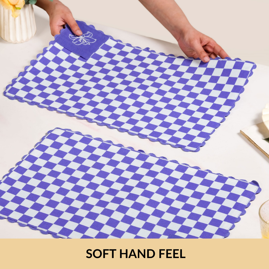 Violetta Cotton Embroidered Table Mat Purple Set Of 6 Nestasia