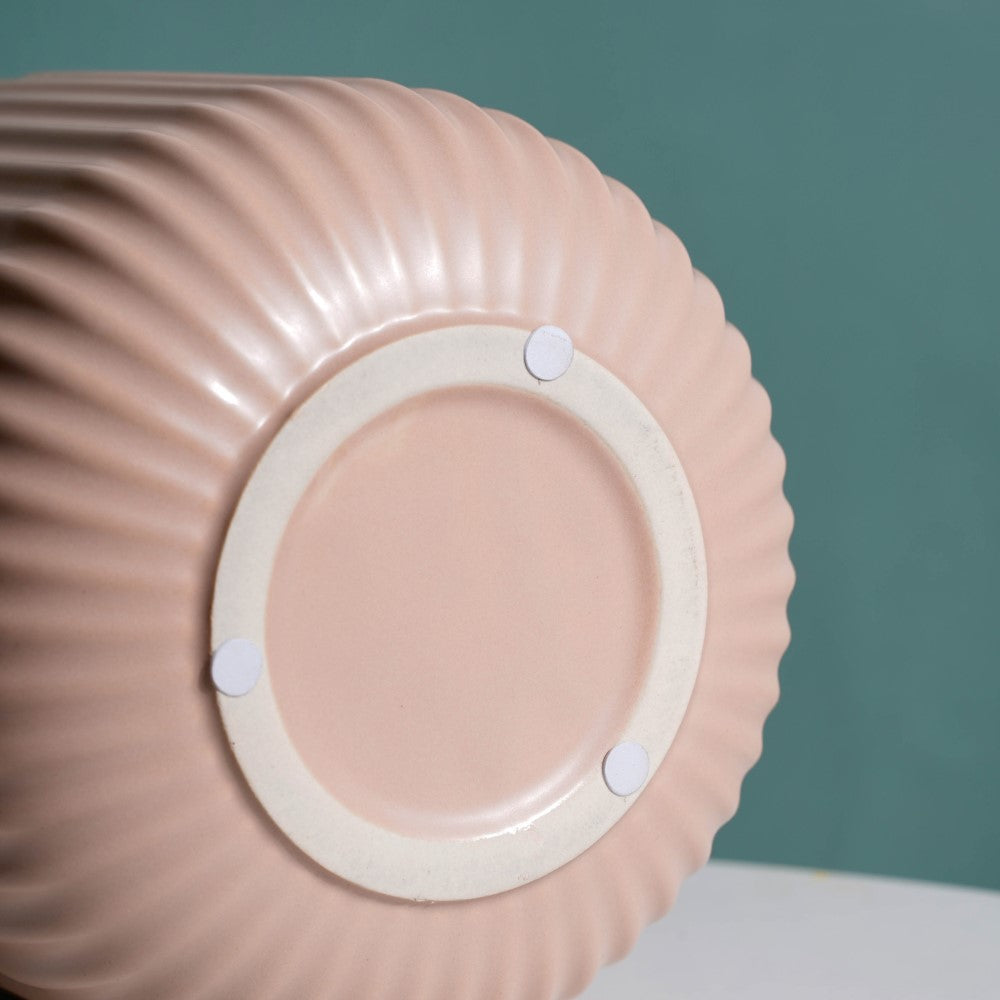Contemporary Pastel Ribbed Vase Beige Nestasia