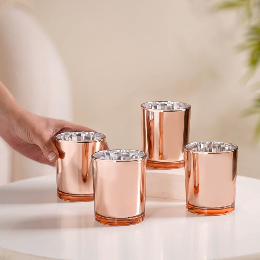 Rose Gold Tealight Holders For Home Decor Set Of 4 Nestasia