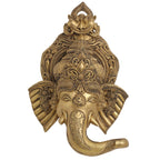 BRASS GANESHA FACE WITH BELL WALL HANGING (18 Inch) Vedansh Craft