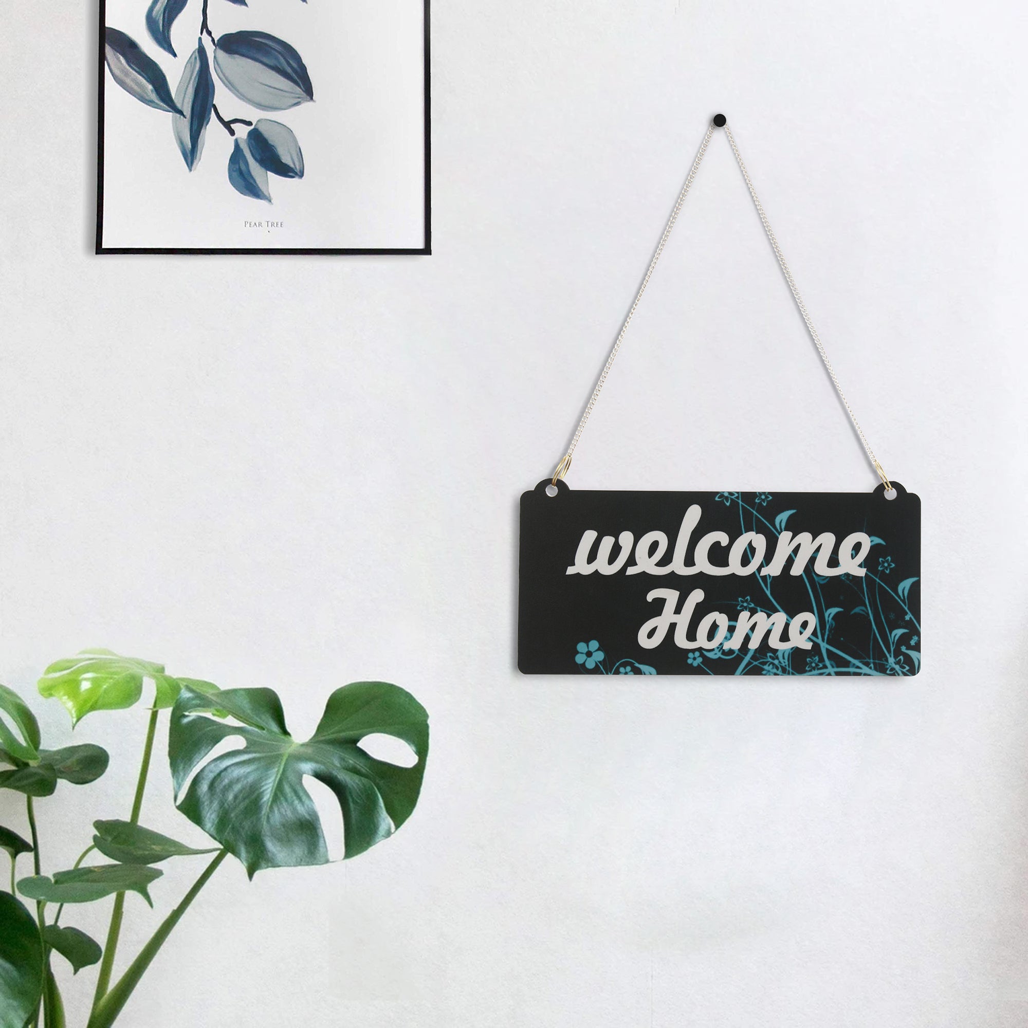 Wooden Ethnic Look Multicolor "Welcome Home" Decorative Wall Hanging with Chain Kafalo