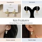 Butterfly Pearl Drop Earrings Nestasia