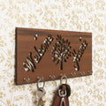 Brown Welcome Home Theme Wooden Key Holder with 7 Hooks Kafalo