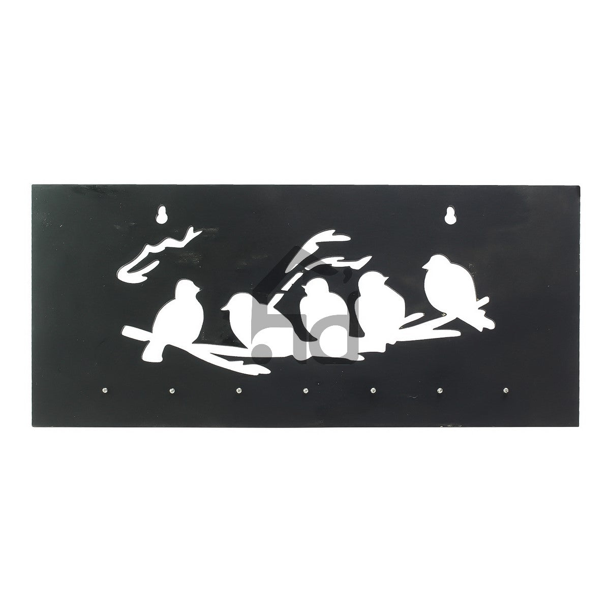 Brown Birds on Branches Theme Wooden Key Holder with 7 Hooks Kafalo